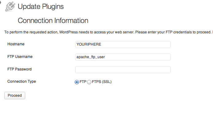 WordPress FTP Connection Information
